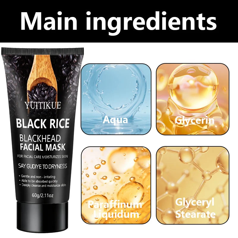 YUITIKUE Black Rice Peel Off Facial Mask for Blackhead Removal and Pores