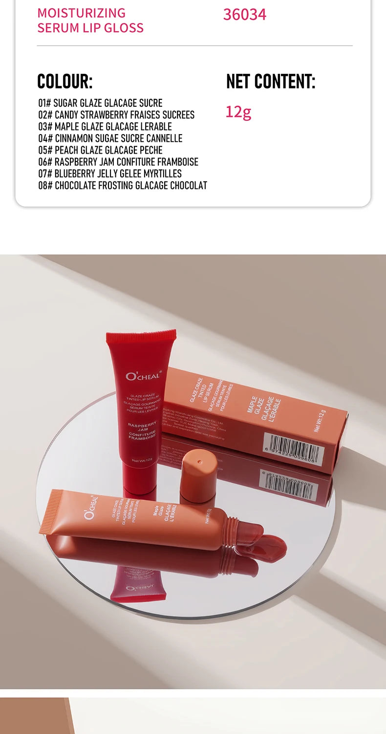 O'Cheal Glaze Tinted Lip Serum Moisturizing Gloss
