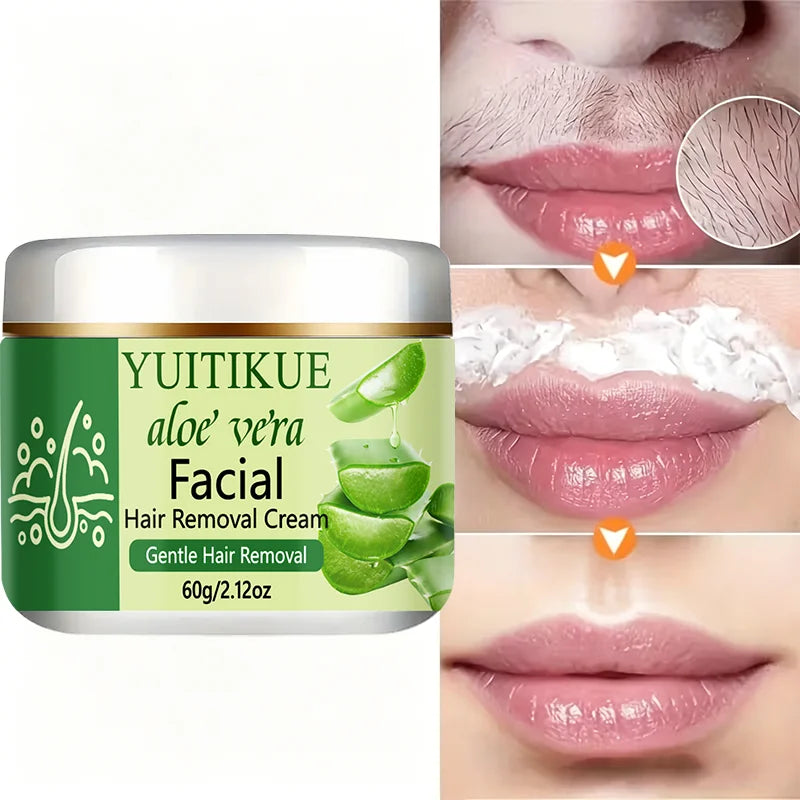 YUITIKUE Aloe Vera Facial Hair Removal Cream Gentle Smooth Skin 60g - 2