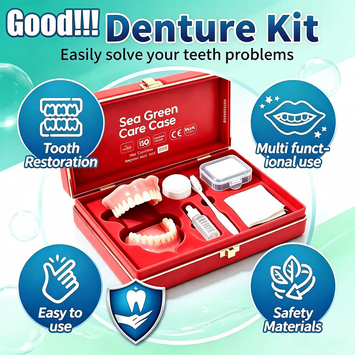 Complete Denture Care Kit with Travel Storage Case