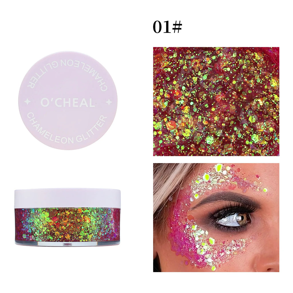 O'CHEAL Chameleon Glitter Gel Body Face and Hair Shimmer Makeup