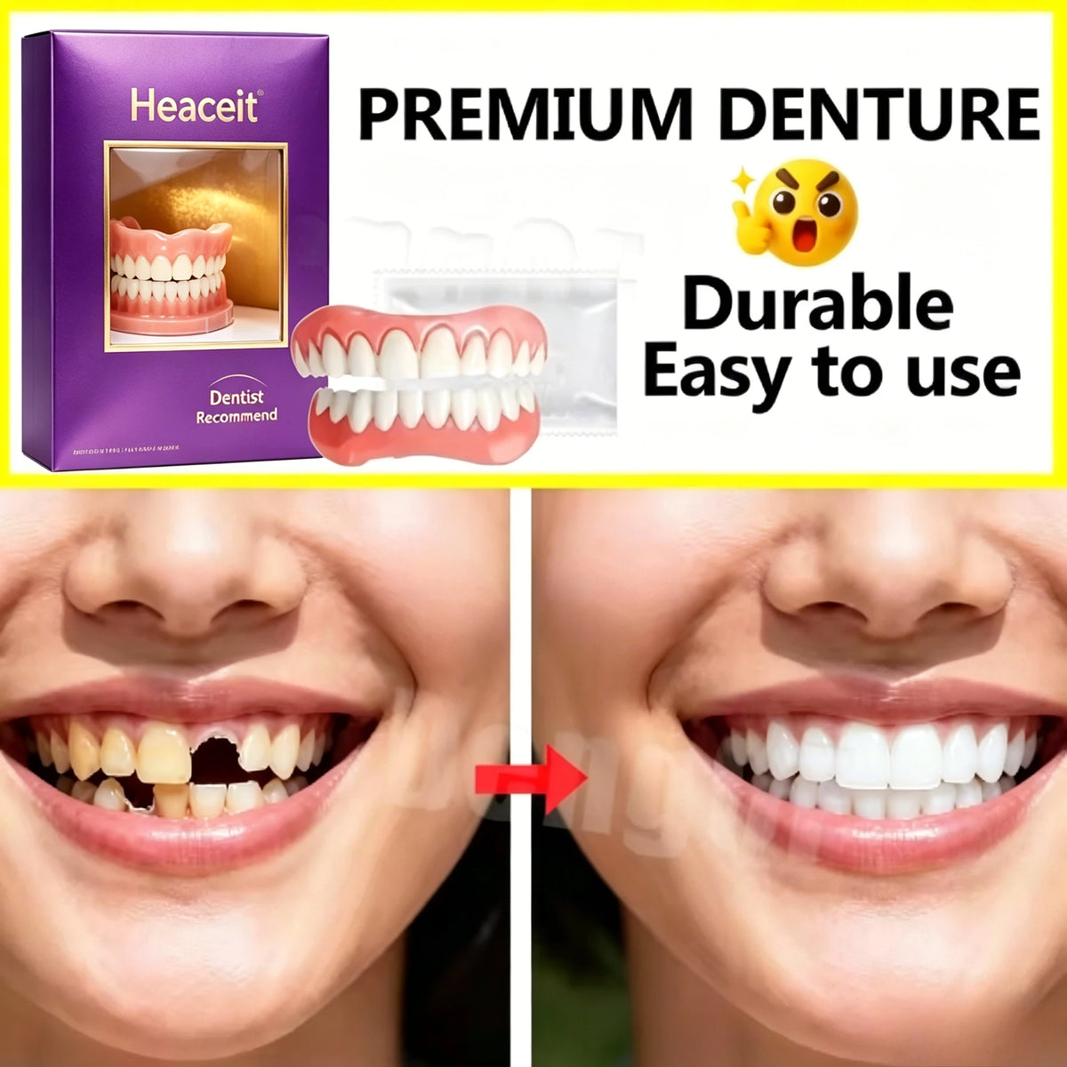 Adjustable Cosmetic Silicone Dentures for Smile Enhancement