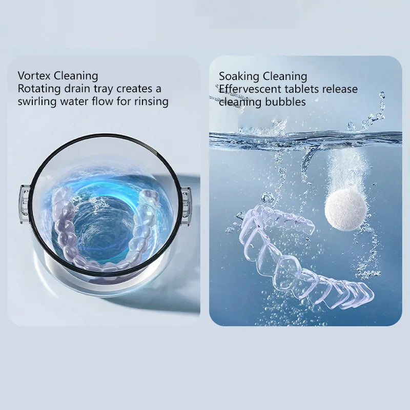 Portable Denture Cleaning Case with Rotary Brush