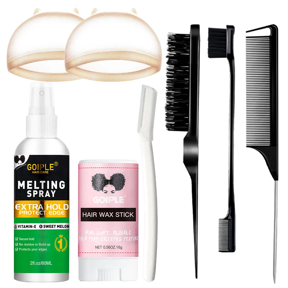Goiple Lace Wig Melting Spray and Hair Wax Stick Edge Styling Kit - 1