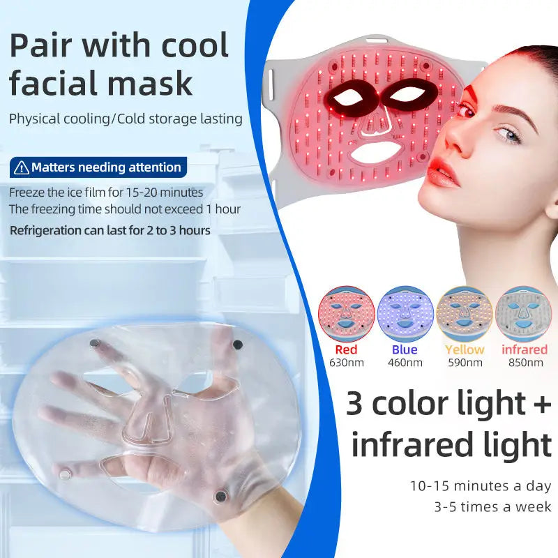 LED Red Light Therapy Face Mask with Cooling Gel Pack