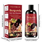 7 In 1 Burgundy Hair Dye Shampoo Instant Gray Coverage 100ml
