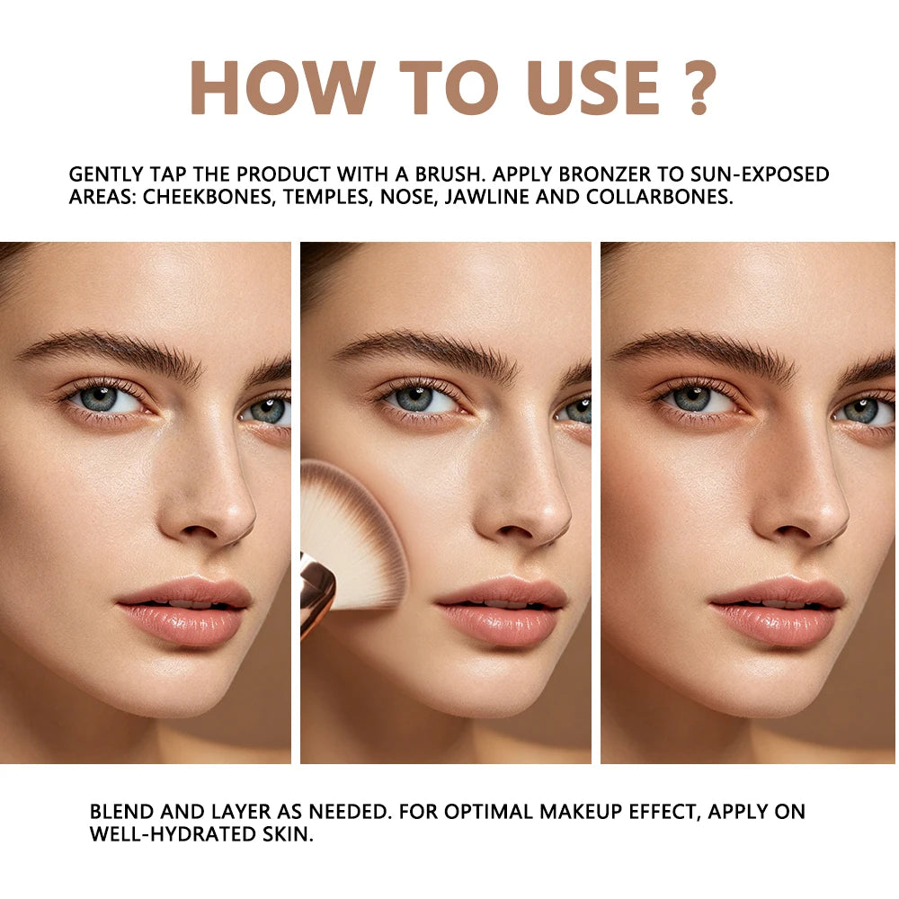 Matte Pressed Powder Bronzer for Face Contouring