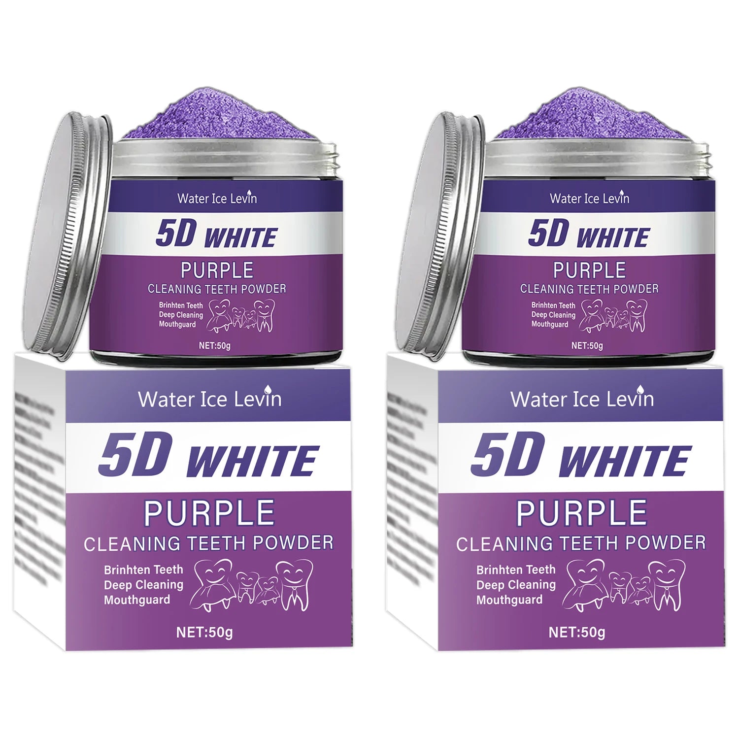 Purple Teeth Whitening Powder 50g Deep Cleaning Stain Removal - 10