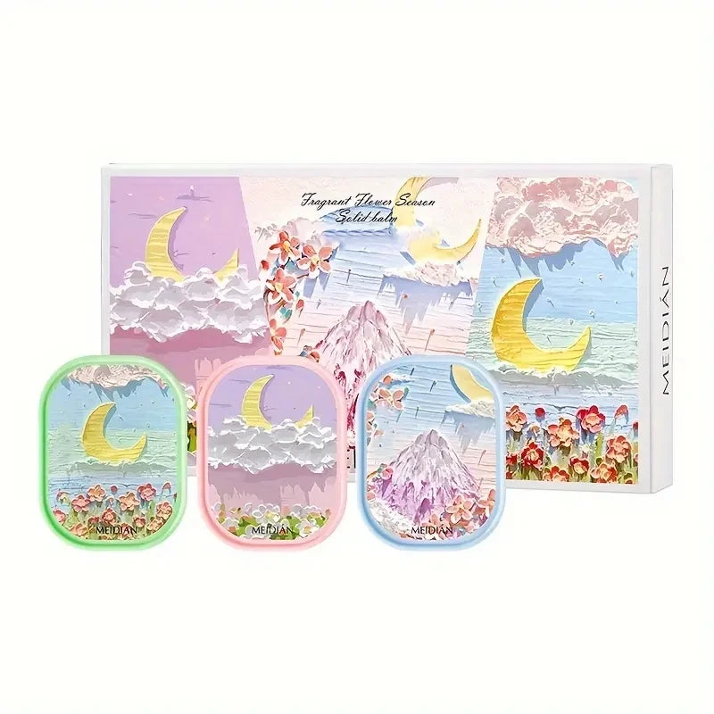 3pc Solid Floral Fragrance Cream Portable Perfume Balm Set
