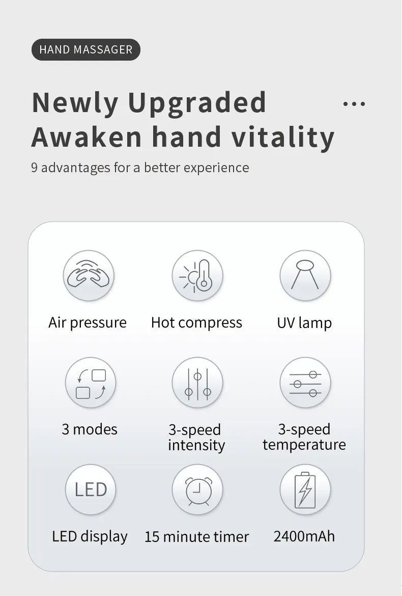 Electric Hand Massager with Heat and Compression