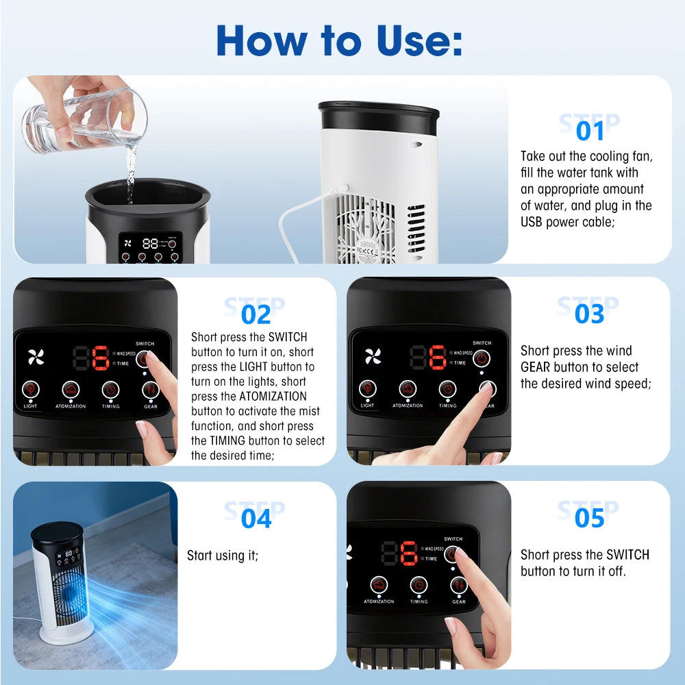Portable Desktop Air Cooler and Humidifier Fan