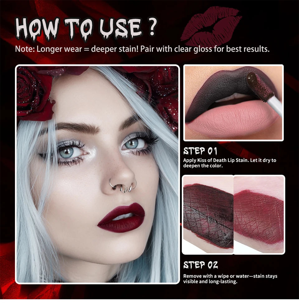 Bloody Matte Lip Stain for Halloween and Theatrical Makeup