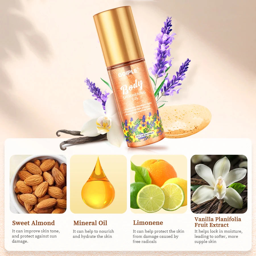 GOIPLE Body Shimmering Oil Liquid Gold Bronze Highlighter Glow - 7