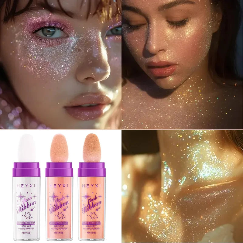 HEYXI Glitter Highlighter Powder Shimmer Makeup for Face Hair and Body - 5