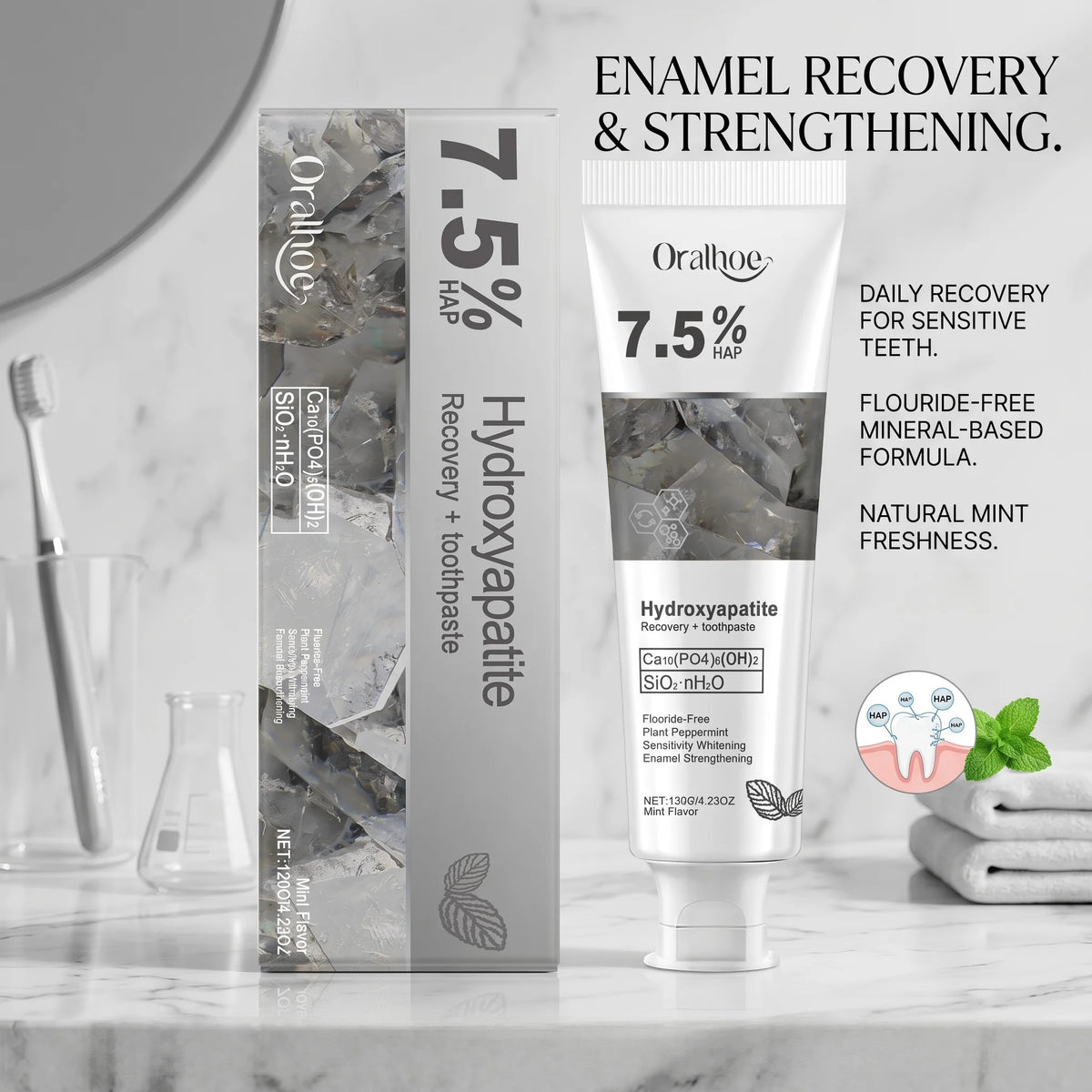 Hydroxyapatite Enamel Repair and Whitening Toothpaste
