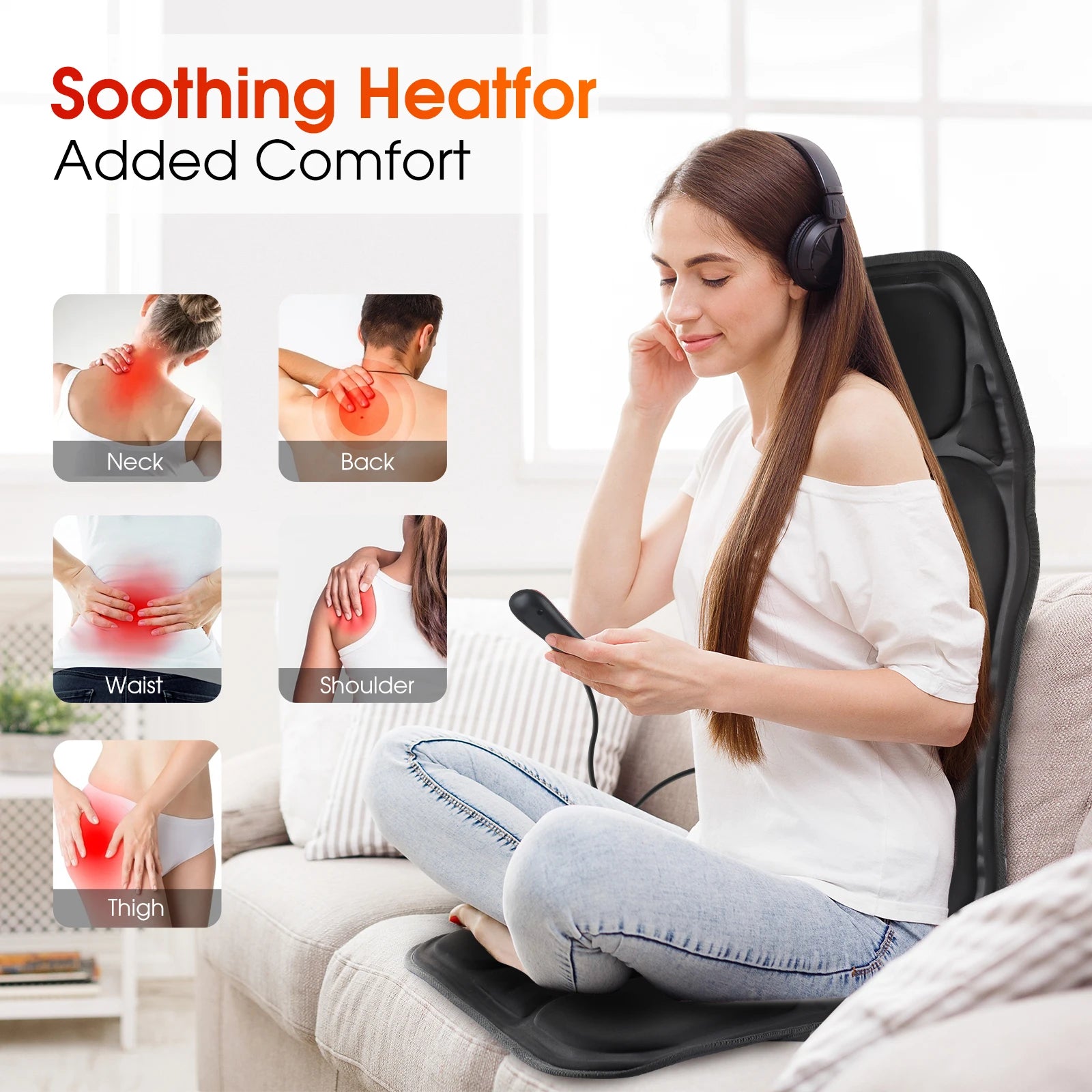 Full Body Vibrating Massage Chair Cushion with Heat - 8