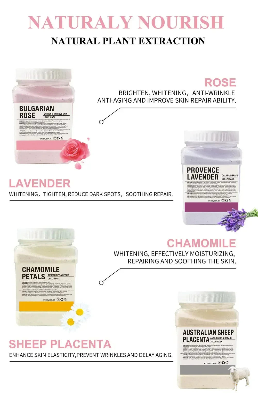 Bulgarian Rose Jelly Mask Face Powder Anti Aging Brightening Skincare - 13