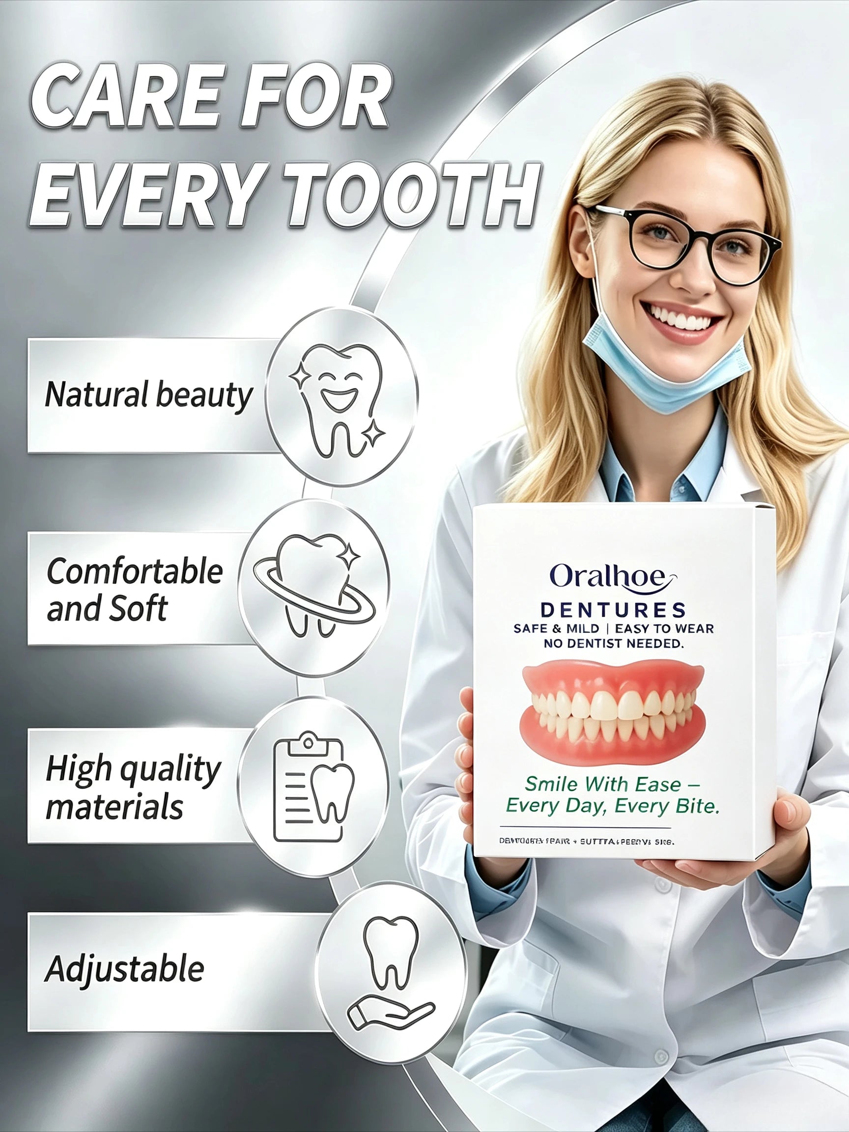 Adjustable Temporary Cosmetic Dentures for Instant Smile - 6