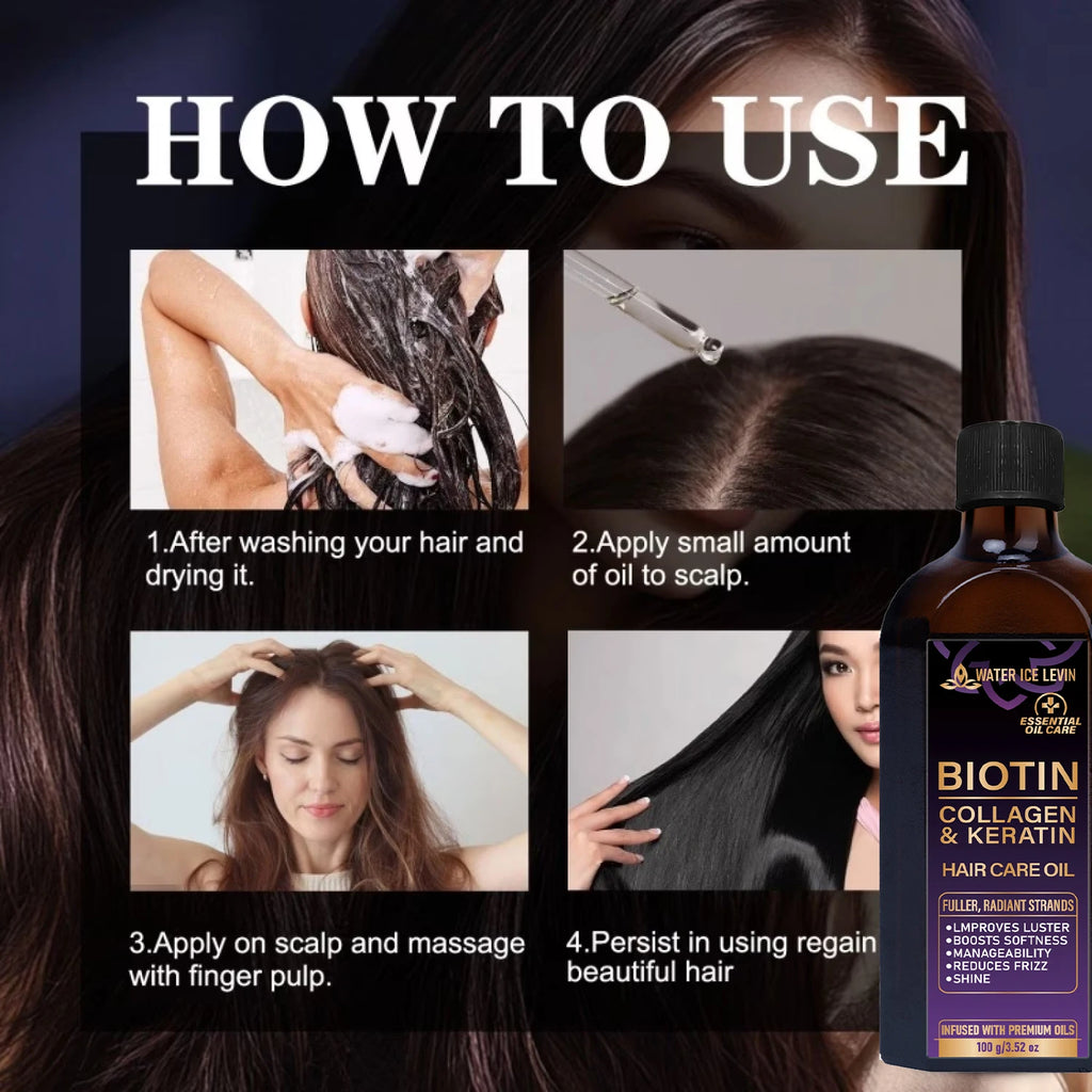 Biotin Collagen Keratin Hair Oil Anti Frizz Shine Treatment 100g
