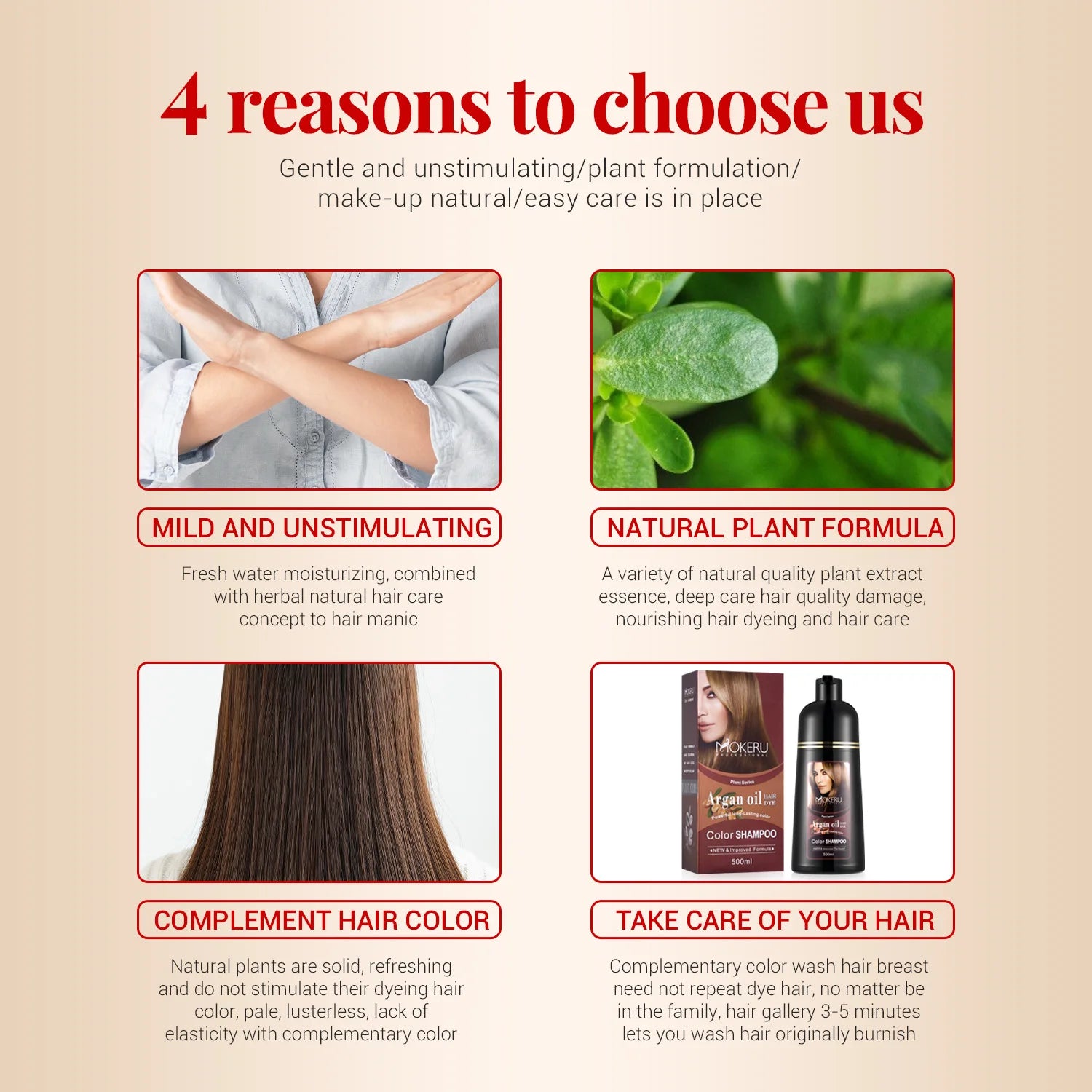Organic Ginger Hair Blackening Shampoo 500ml Permanent Color Dye - 6