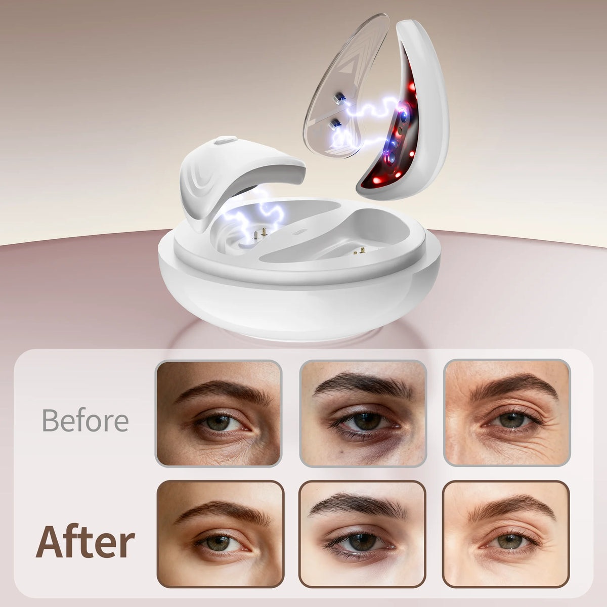 Red Light Microcurrent Eye Massager for Dark Circles
