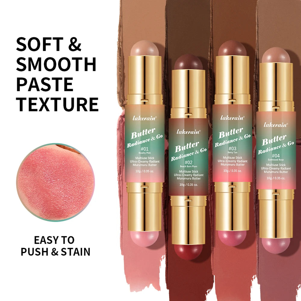 Dual-Ended Cream Bronzer and Blush Stick for Face and Lips