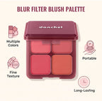 4-Color Matte Pigmented Blush Palette with Brush