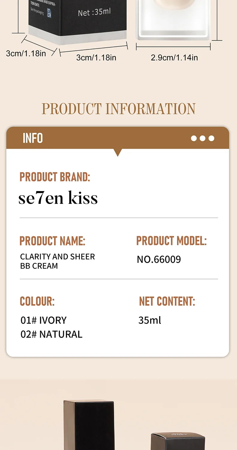 Se7en Kiss Moisturizing BB Cream Foundation Waterproof Liquid Makeup