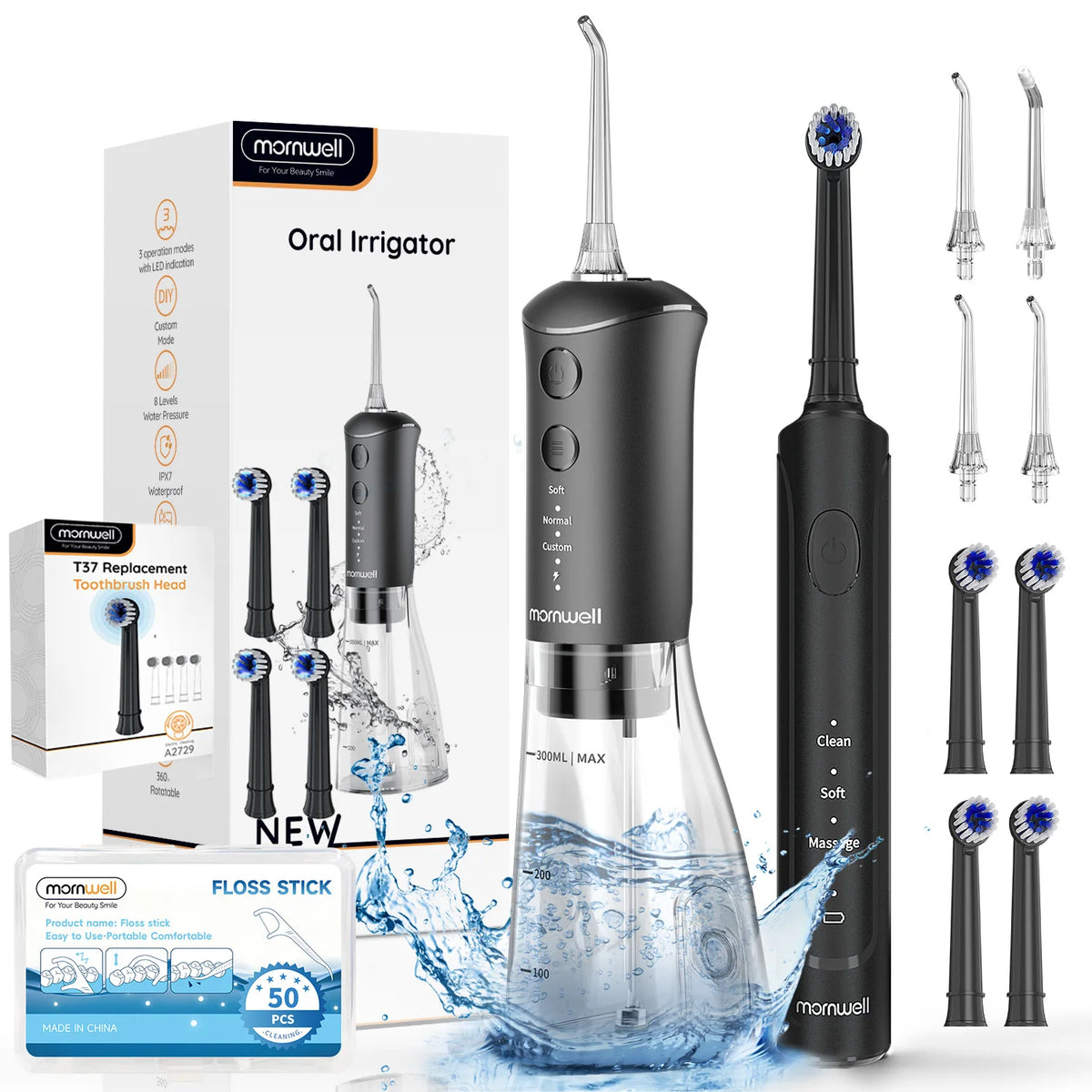 Electric Toothbrush and Portable Water Flosser Oral Care Combo