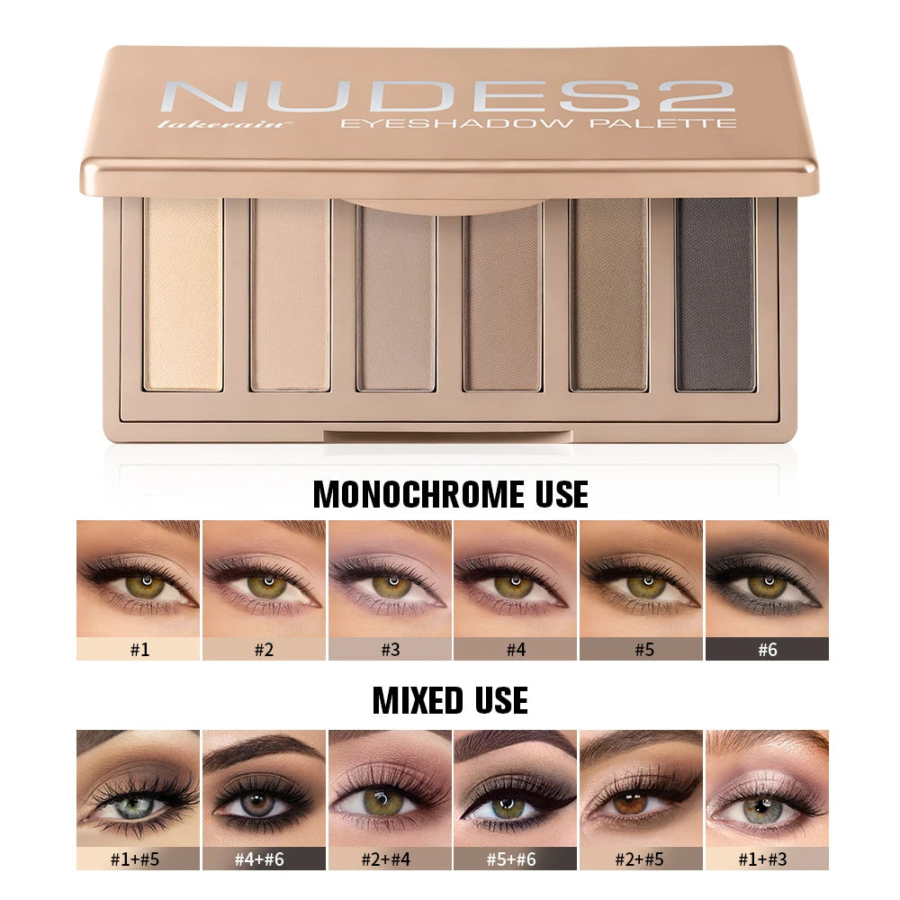 6-Color Nude Eyeshadow Palette for Daily and Evening Makeup