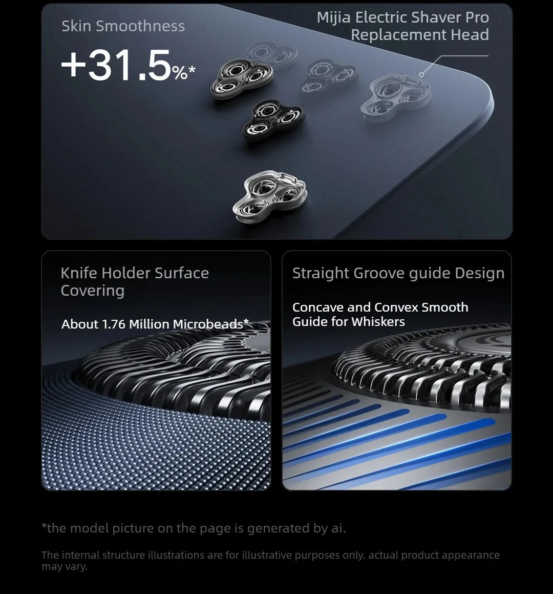 MIJIA Electric Shaver Pro 360 Floating Head Waterproof Beard Trimmer