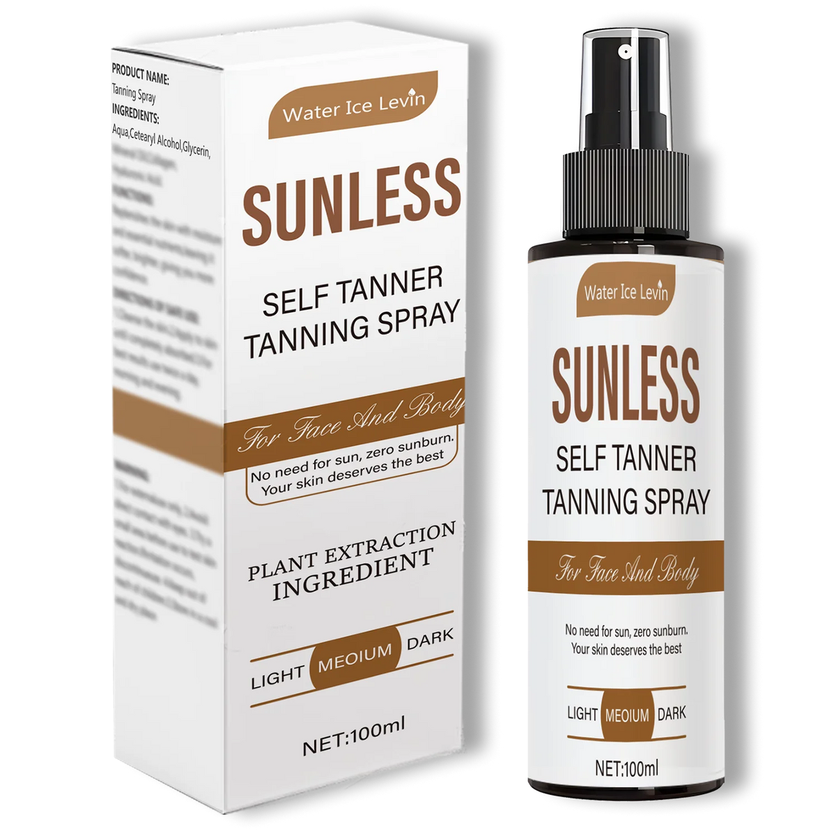 Self-Tanning Spray Sunless Bronzer for Natural Glow Face and Body
