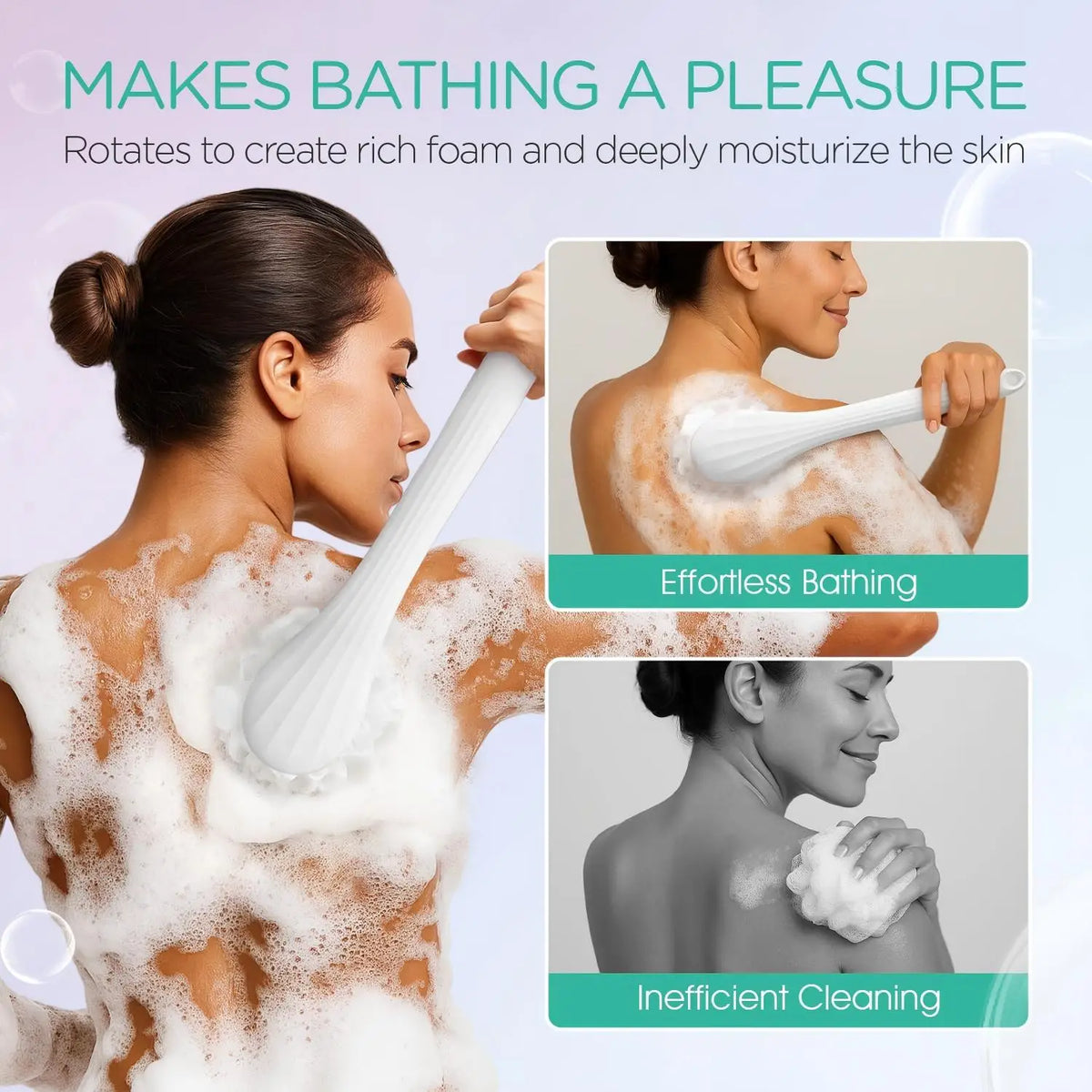 Electric Long Handle Body Brush for Exfoliating and Bathing