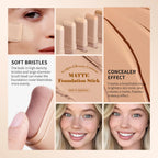 Matte Foundation Stick with Built-in Brush for Flawless Coverage