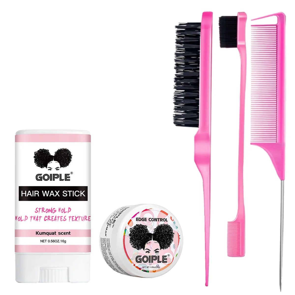 Hair Wax Stick and Edge Control Gel Set with Styling Combs