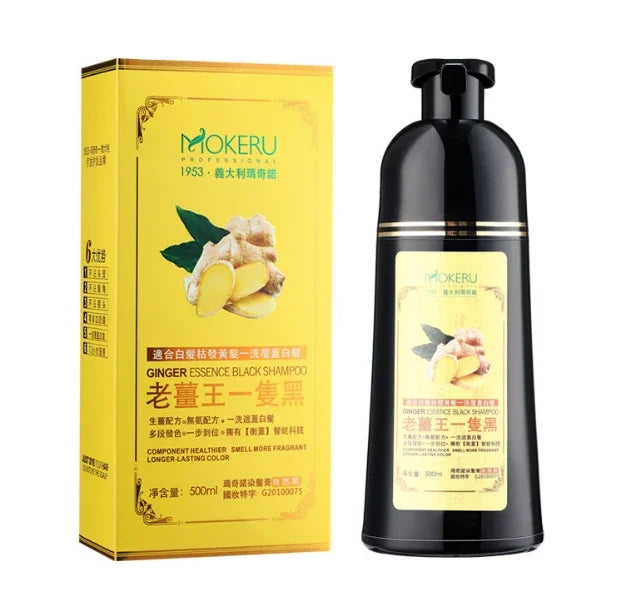 Natural Ginger Herbal Hair Dye Shampoo 500ml for Gray Hair Coverage