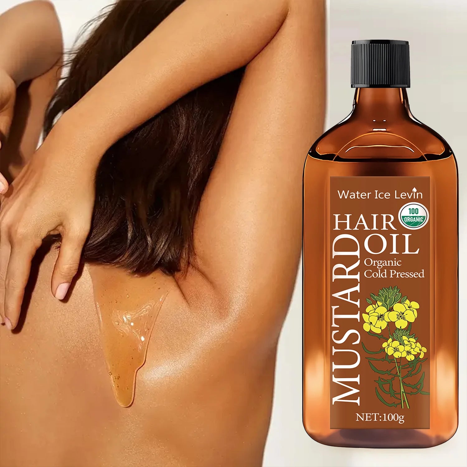 Organic Cold Pressed Mustard Hair Oil with Hyaluronic Acid 100g - 5