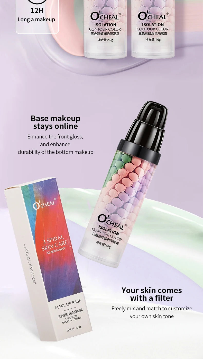 OCHEAL Tri Color Makeup Primer Moisturizing Face Isolation Cream - 15