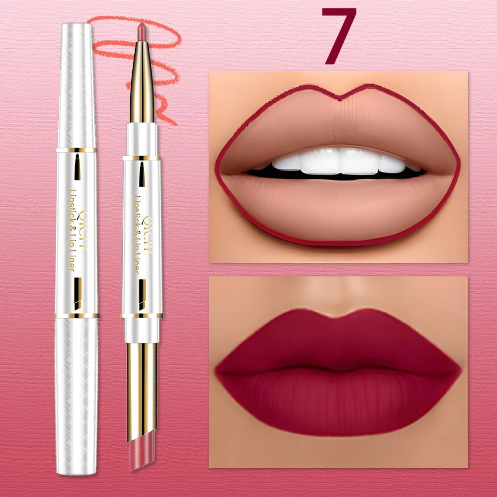 QICIY Dual Ended Lipstick and Lip Liner Long Lasting Waterproof Makeup
