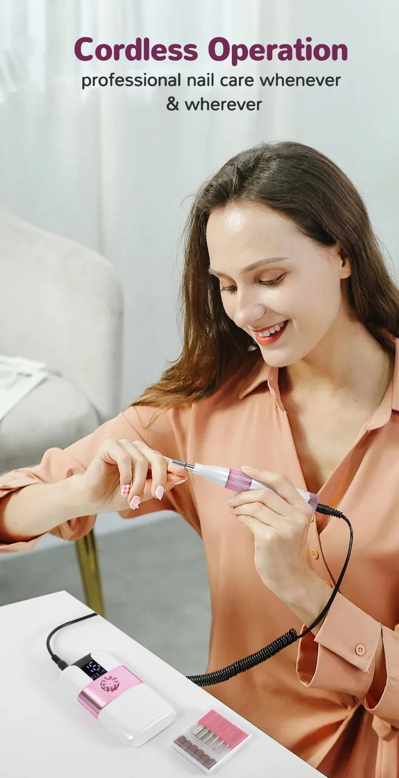 Portable Rechargeable Electric Nail Drill for Manicure and Pedicure