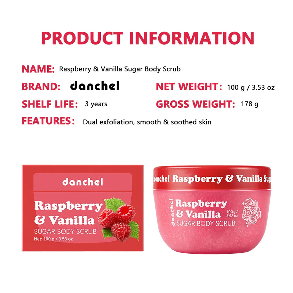 Raspberry and Vanilla Sugar Body Scrub for Smooth Skin - 15