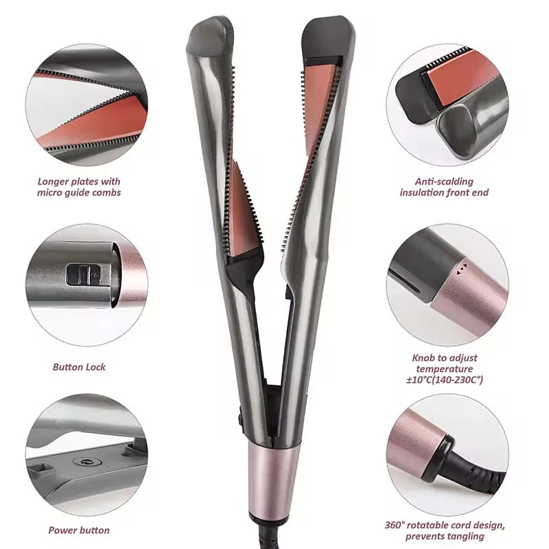 2-in-1 Twisted Hair Straightener and Curling Iron Ceramic Styler - 11