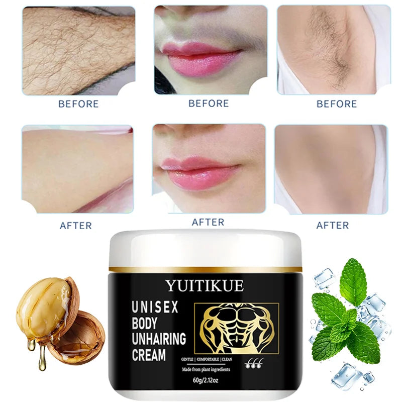 YUITIKUE Unisex Hair Remover Cream Gentle Body Depilatory 60g - 6