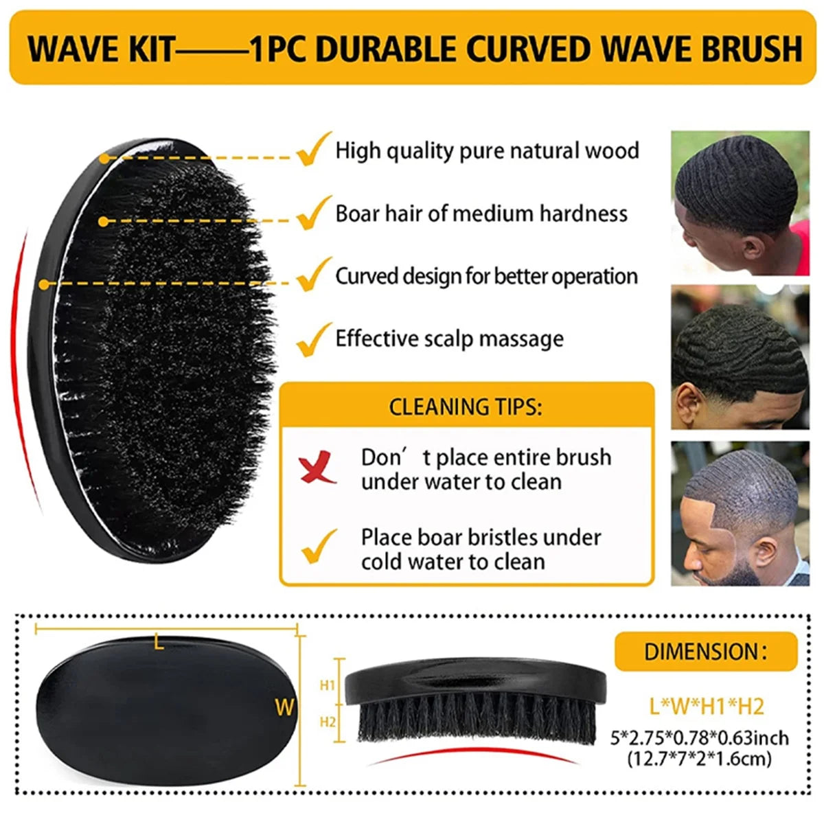 Shea Butter Hair Pomade with Wave Brush and Silk Rag Cap Set - 15