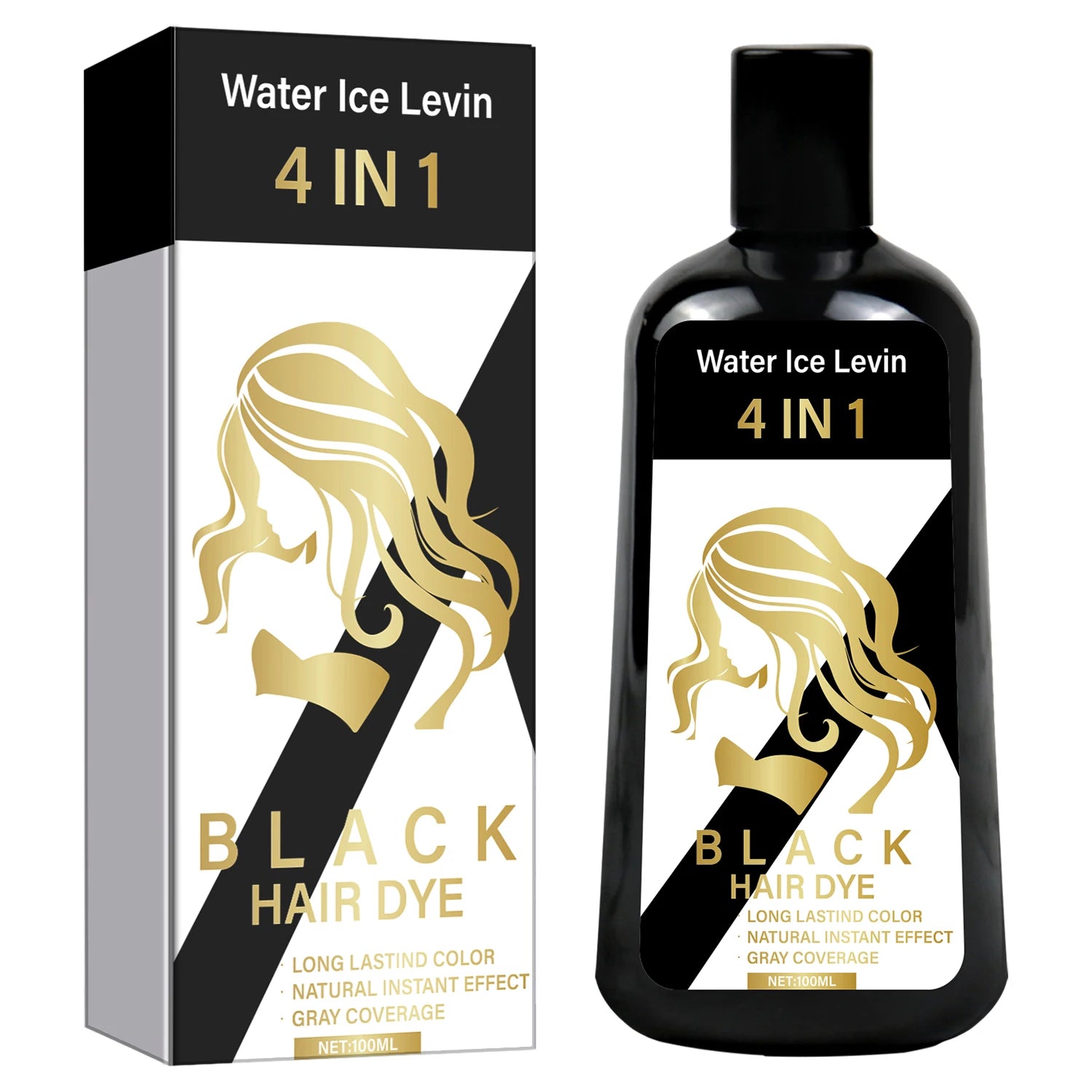 4 in 1 Black Hair Dye Shampoo with Biotin Collagen and Hyaluronic Acid