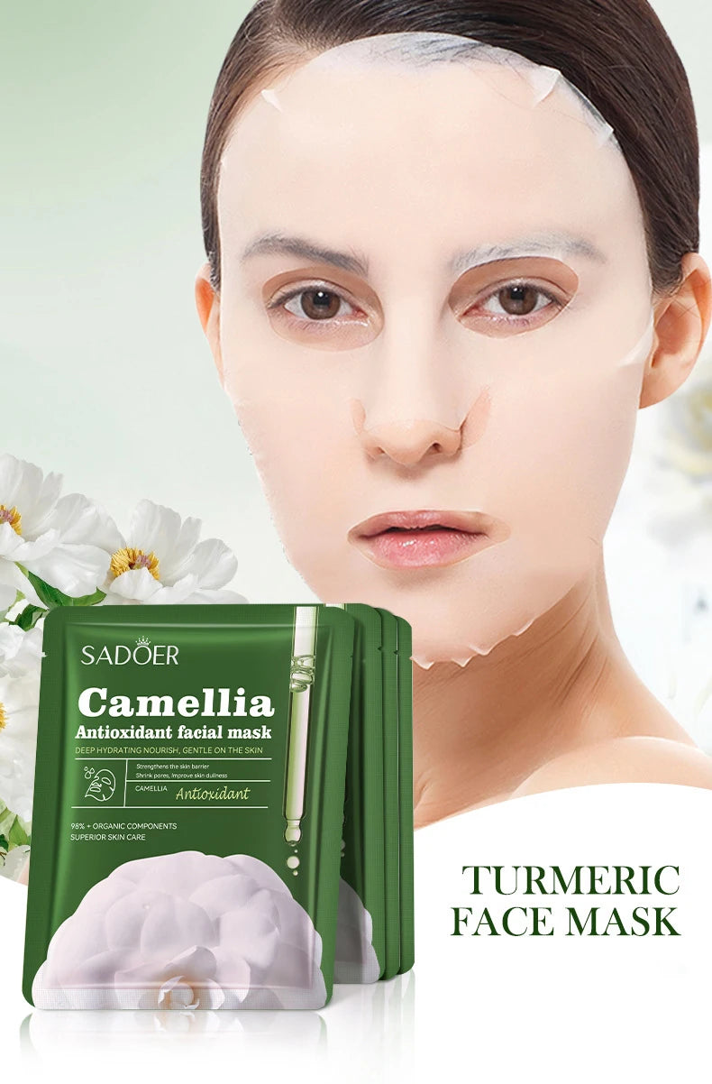 Sadoer Camellia Moisturizing Facial Mask 5 Piece Hydrating Sheet Set