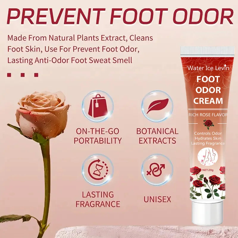 Rose Foot Deodorant Cream Long Lasting Odor Control and Moisturizer - 1