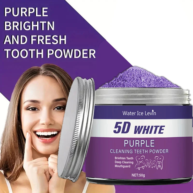 Purple Teeth Whitening Powder 50g Deep Cleaning Stain Removal - 4