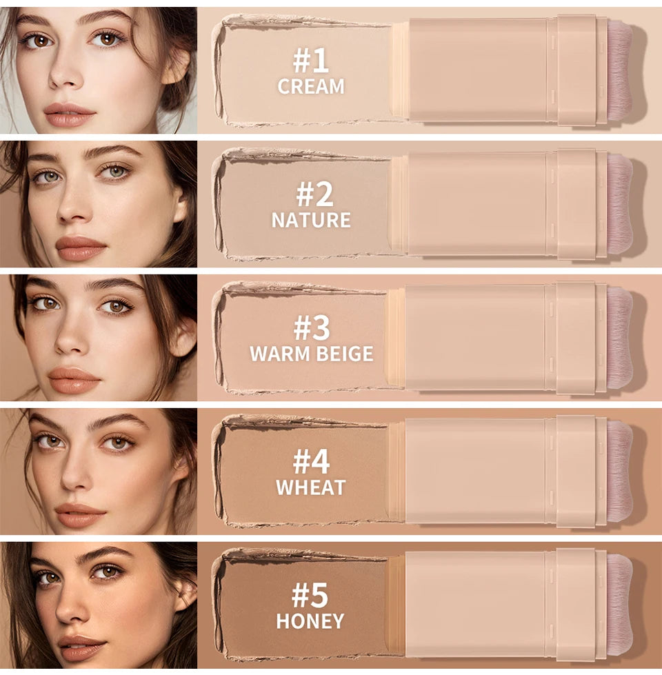 Matte Foundation Stick with Built-in Brush for Flawless Coverage - 8