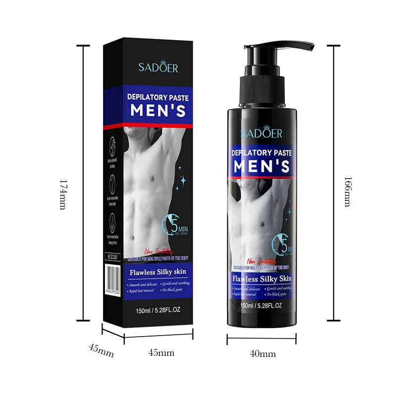 Sadoer Mens Hair Removal Cream Smooth Body Depilatory Cream 150ml - 5